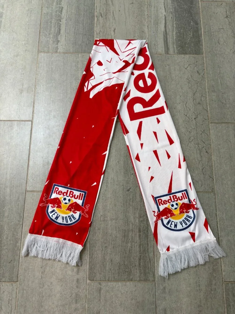 New York Red Bulls Double Sided Satin Soccer Scarf Red White